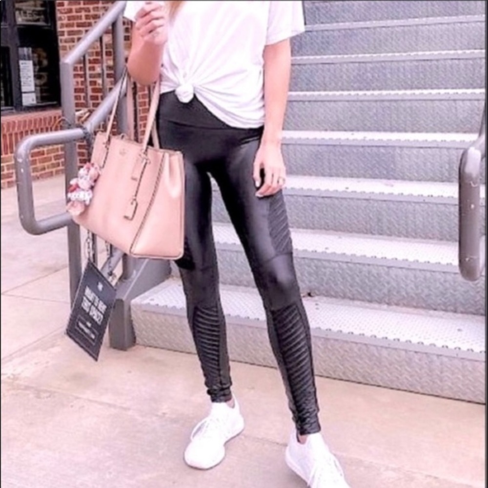 7 For All Mankind Faux Leather Moto Black leggings